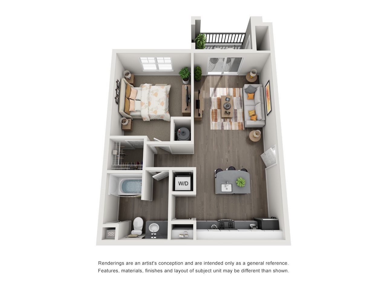 Lodge at Croasdaile Farm One Bedroom Floor Plan